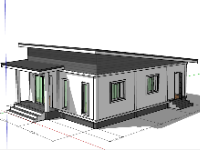 Mẫu nhà 1 tầng kích thước 7x10.5m file sketchup