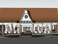 Mẫu nhà 1 tầng model sketchup 19.8x25m