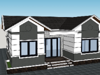 Mẫu nhà 1 tầng sketchup 15x7m