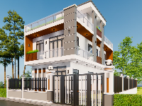 Mẫu nhà 2 mặt tiền 3 tầng hiện đại kích thước 6x14m file sketchup