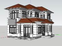 Mẫu nhà 2 tầng 13x8m file sketchup