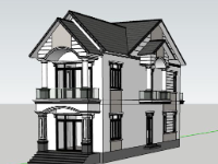 Mẫu nhà 2 tầng 5x19m sketchup đẹp