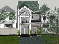 Mẫu nhà 2 tầng đẹp sketchup
