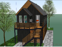 sketchup nhà phố 2 tầng,su nhà phố 2 tầng,su nhà phố