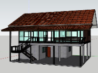 Mẫu nhà 2 tầng model sketchup