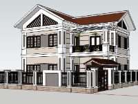 Mẫu nhà 2 tầng sketchup 10x10m