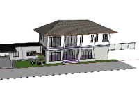 nhà biệt thự,biệt thự 2 tầng,sketchup nhà 2 tầng,phối cảnh nhà 2 tầng