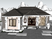 Mẫu nhà cấp 4 mái nhật sketchup