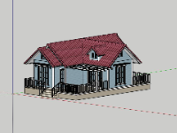 nhà cấp 4,nhà cấp 4 nông thôn,sketchup nhà cấp 4,phối cảnh nhà cấp 4