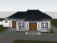Mẫu nhà cấp 4 thiết kế đẹp dựng trên sketchup