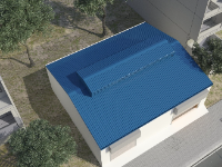Mẫu nhà kho 200m2 15x14m, kết cấu tường chịu lực, mái vì kèo thép hộp mạ kẽm, lợp tôn chống nóng, có mái nóc