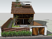 Mẫu nhà phố 1 trệt 1 lầu model sketchup