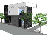 Mẫu nhà phố 2 tầng file sketchup 7x12m