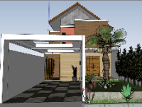 Mẫu nhà phố 2 tầng file sketchup đẹp