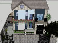 Mẫu nhà phố 2 tầng model sketchup