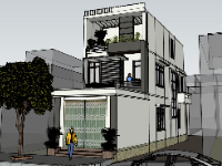 3d su nhà phố 3 tầng,model su nhà phố 3 tầng,sketchup nhà phố
