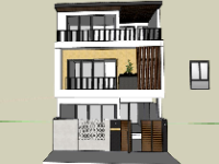 Mẫu nhà phố 3 tầng sketchup