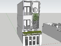 Mẫu nhà phố 3 tầng sketchup 4x12m