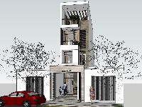 Mẫu nhà phố 4 tầng model sketchup