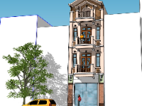 Mẫu nhà phố 4 tầng sketchup