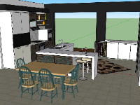 Mẫu nội thất phòng bếp model sketchup đẹp