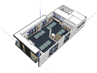 Mẫu nội thất văn phòng 2 tầng sketchup