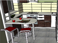 Mẫu phòng bếp hiện đại file sketchup biệt thự