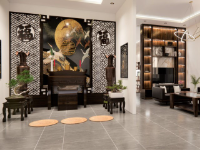 Mẫu phòng khách và phòng thờ indochine