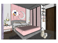 sketchup nội thất phòng ngủ bé gái,phòng ngủ dựng trên sketchup,mẫu phòng ngủ cho bé sketchup,dựng 3dsu phòng ngủ cho bé