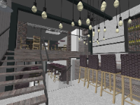 Mẫu quán cafe đẹp model sketchup