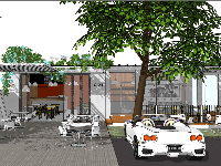 Mẫu quán cafe hiện đại,su quán cafe,quán cafe file su,file sketchup quán cafe