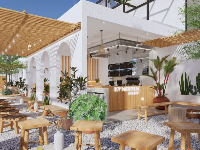 Mẫu quán cafe model sketchup sang trọng, hiện đại