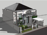 biệt thự 2 tầng,sketchup biệt thự,phối cảnh biệt thự 2 tầng