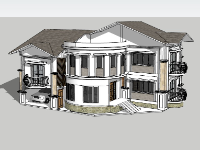 Mẫu sketchup biệt thự 2 tầng độc đáo