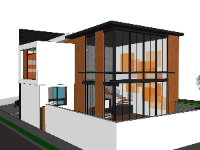 Mẫu sketchup biệt thự 2 tầng hiện đại 20.2x12.6m