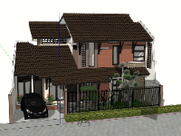 Mẫu sketchup biệt thự 2 tầng mới nhất