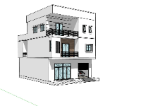 biệt thự 3 tầng,biệt thự 3 tầng mái bằng,biệt thự sketchup,mẫu sketchup biệt thự 3 tầng,phối cảnh biệt thự 3 tầng