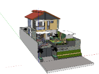 Mẫu sketchup biệt thự 3 tầng phong cách độc đáo