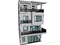 biệt thự phố,biệt thự sketchup,biệt thự 4 tầng,model su biệt thự 4 tầng