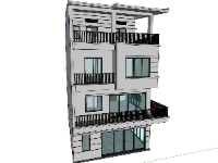 Mẫu sketchup biệt thự phố 4 tầng 7.5x15m