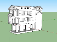 Mẫu sketchup dựng phần thô mô phỏng nhà phố 3 tầng