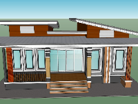 nhà cấp 4 đẹp,sketchup nhà cấp 4,phối cảnh nhà cấp 4 sketchup,mẫu nhà cấp 4 đơn giản