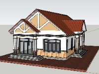 Mẫu sketchup nhà cấp 4 10x16.5m