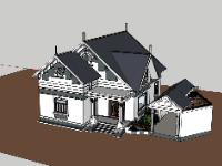 Mẫu sketchup nhà cấp 4 mái nhật gác lửng mới nhất