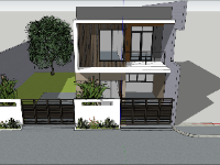 nhà phố 2 tầng sketchup,model 3d nhà phố 2 tầng,bao cảnh nhà phố 2 tầng,dựng 3d sư nhà phố