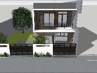 Mẫu sketchup nhà phố 2 tầng