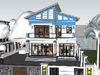 Mẫu sketchup nhà phố 2 tầng 3d