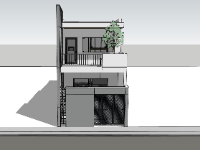 Mẫu sketchup nhà phố 2 tầng 5x16.3m