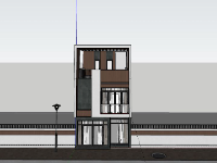 Mẫu sketchup Nhà phố 2 tầng 5x18m