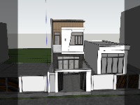 nhà phố 2 tầng,su nhà phố,nhà phố sketchup,mẫu su nhà phố